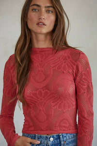 By Together - Jacquard Fishnet Layering Crop Top