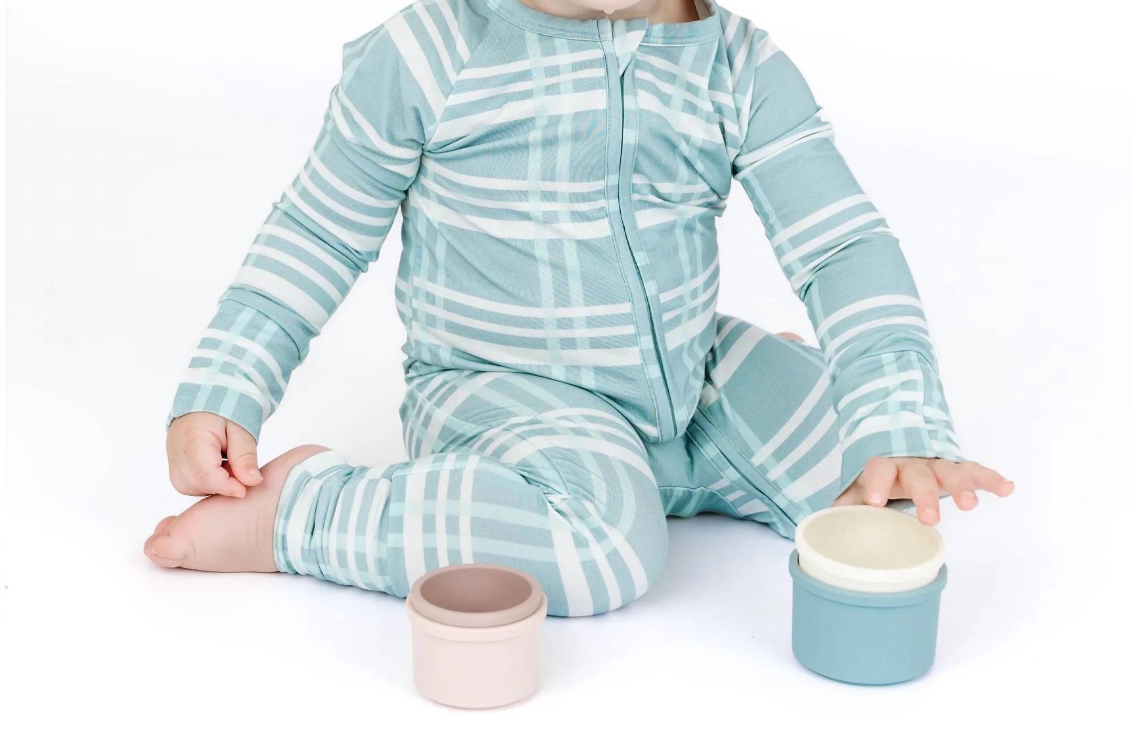 Emerson And Friends - Boy's Plaid Bamboo Convertible Footie Romper