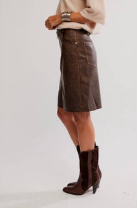 Free People Sycamore Vegan Midi Skirt in rusty 3 - women's skirt - detail view