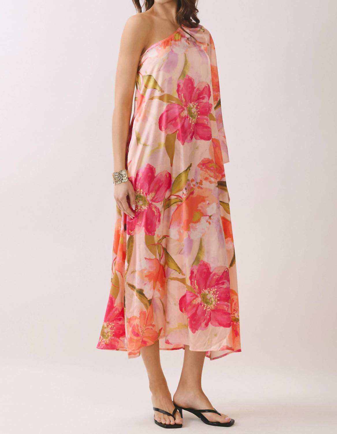 Tcec - Floral One Shoulder Maxi Dress