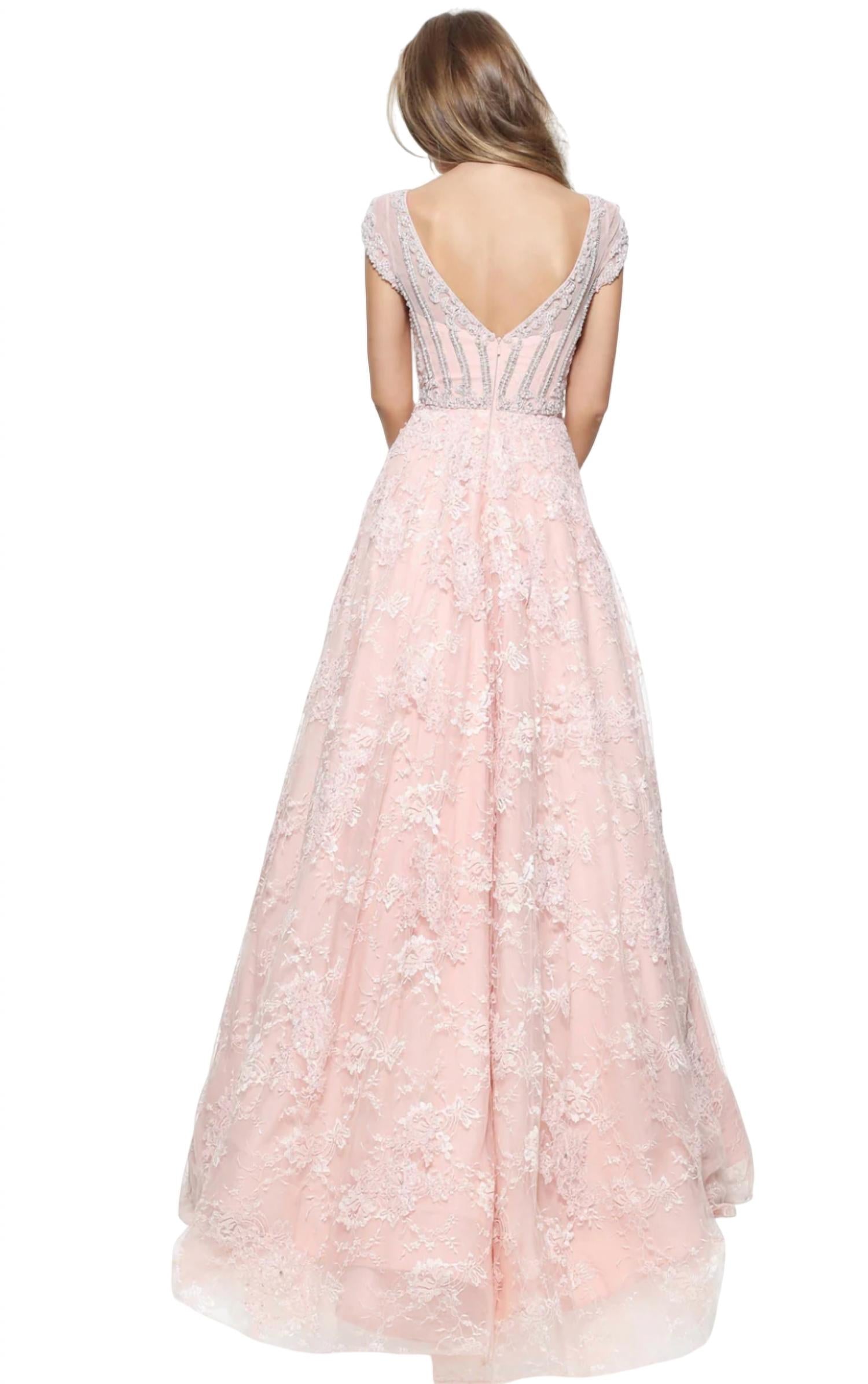 Sherri Hill - Cap-Sleeves Beaded Prom Dress