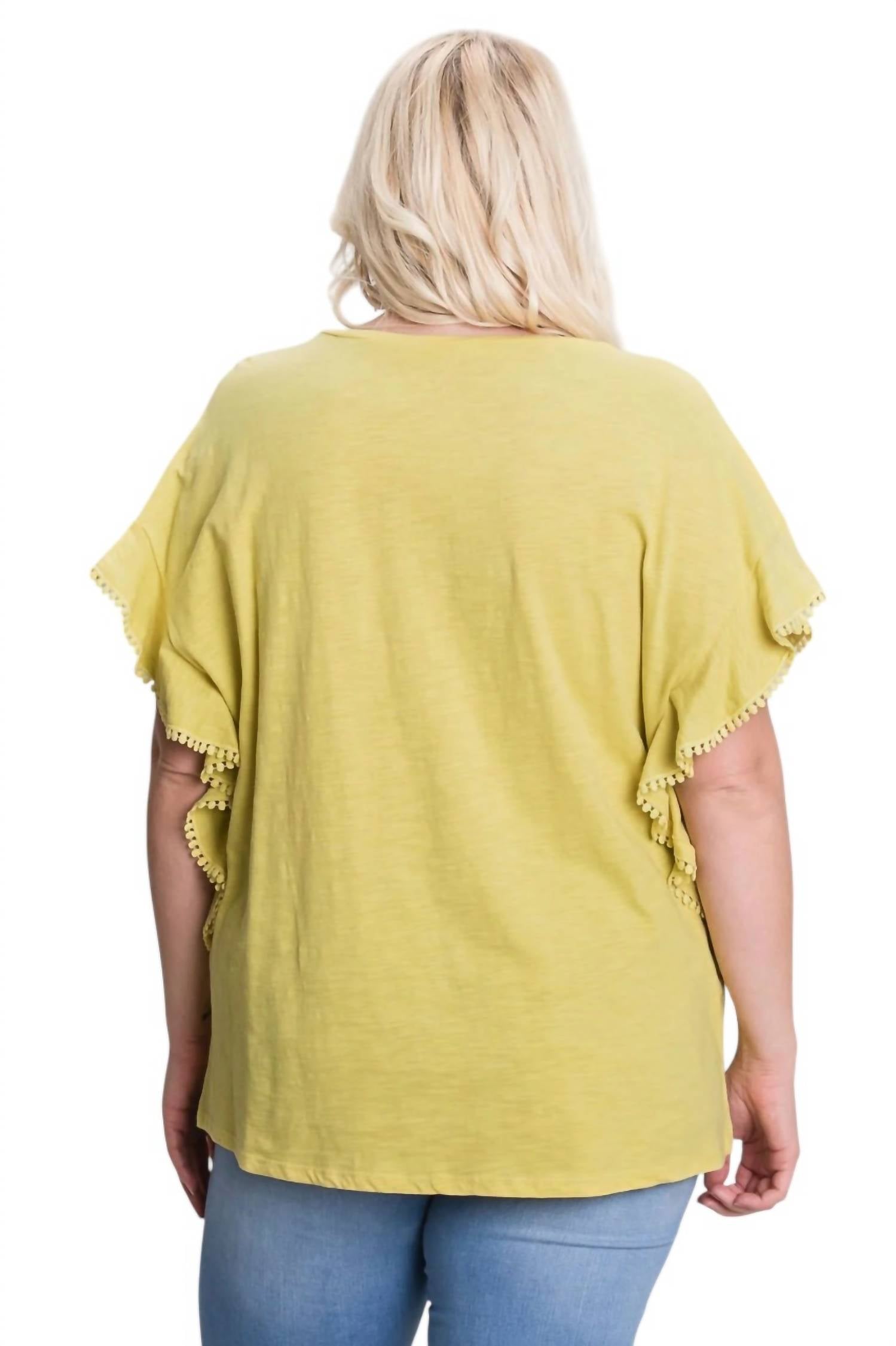 Cotton Bleu - Washed Cotton Ruffle Top