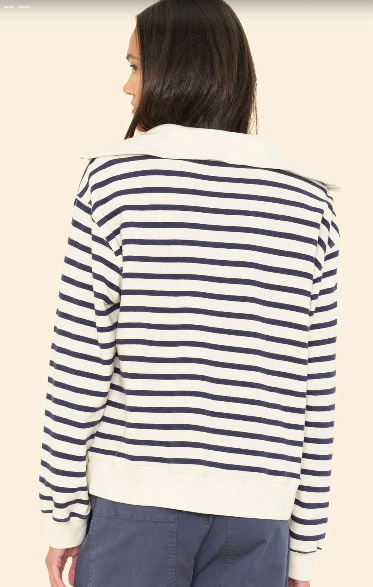 XIRENA Kat Sweatshirt in natural stripe - women's top - detail view