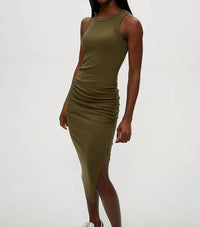 Michael Stars Wren Ribbed Midi Dress in topiary - women's dress - view 5