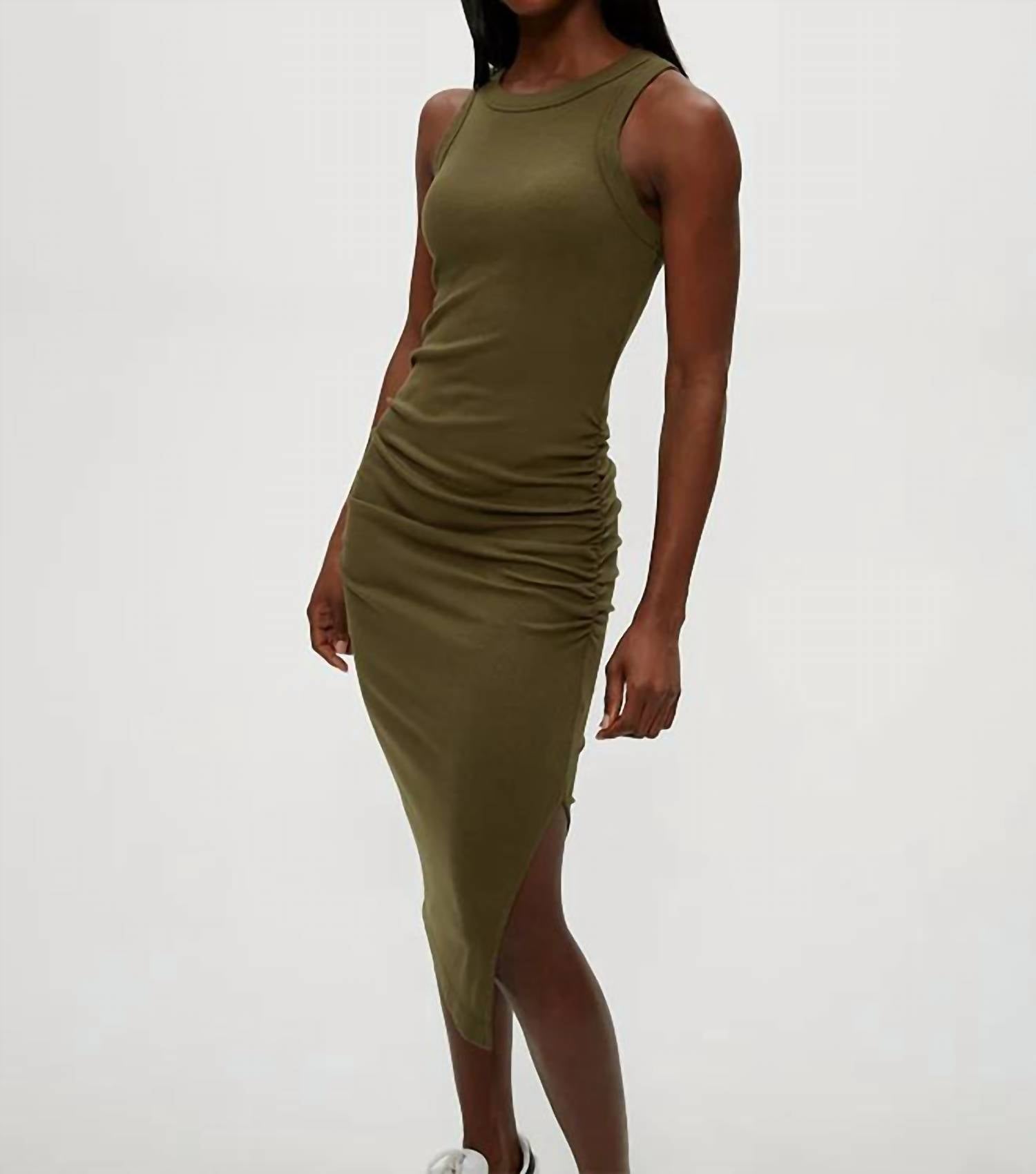 Michael Stars Wren Ribbed Midi Dress in topiary - women's dress - view 5