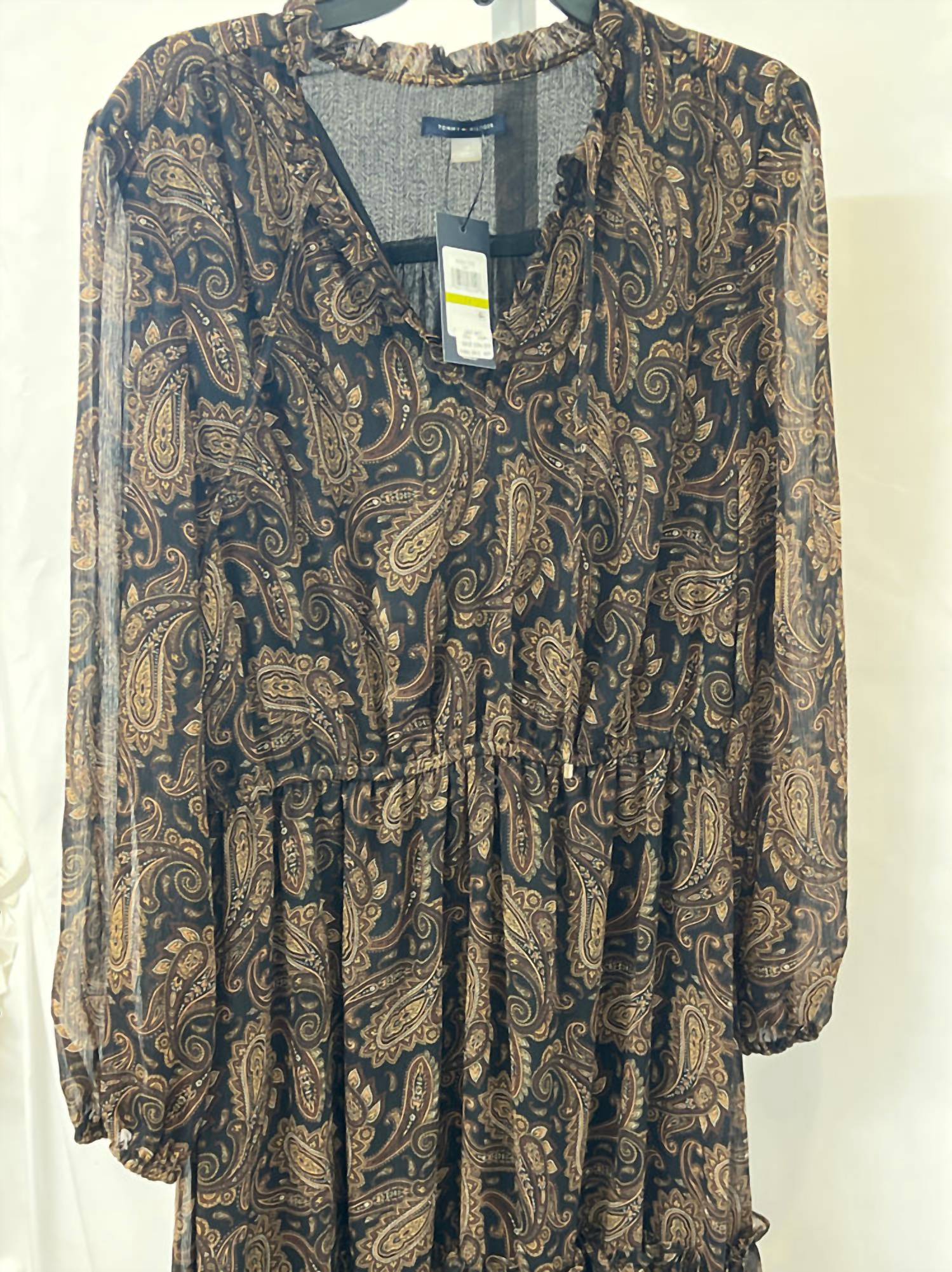 Tommy Hilfiger - Long Chiffon Balloon Sleeve Wrap Midi Dress