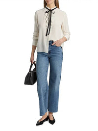 Frame - Velvet Tie Ruffle Blouse