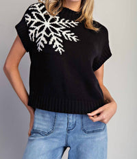 Ee:Some - Snowflake Short Sleeve Sweater