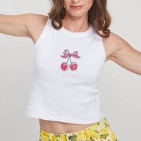 Girl Dangerous - Cherry Bow Ribbed Tank Top