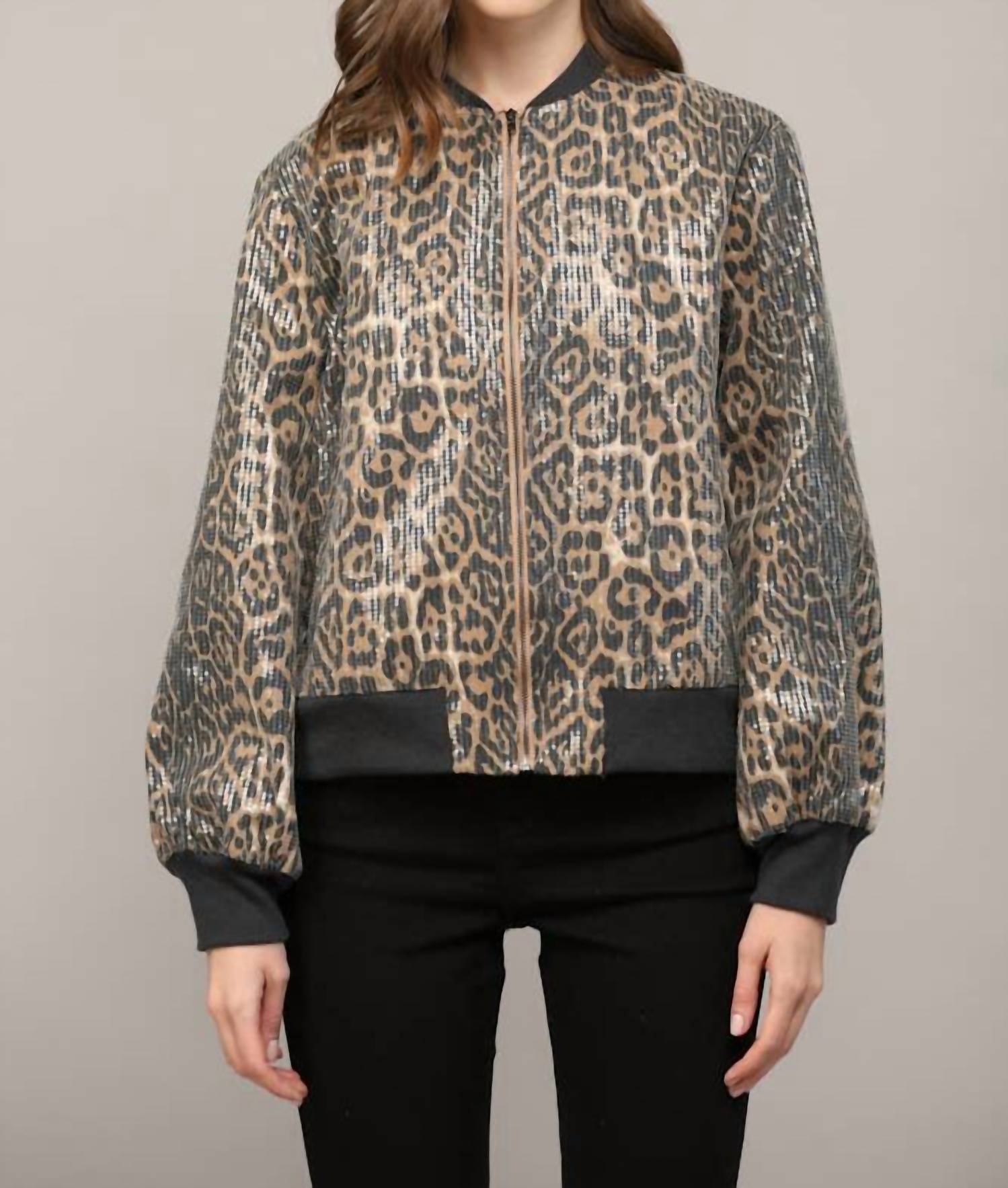 Fate Women's Embellished Bomber Jacket in beige - women's jacket