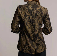 Hinson Wu Aileen Paisley Jacquard Shirt in black khaki - women's shirt - alternate view
