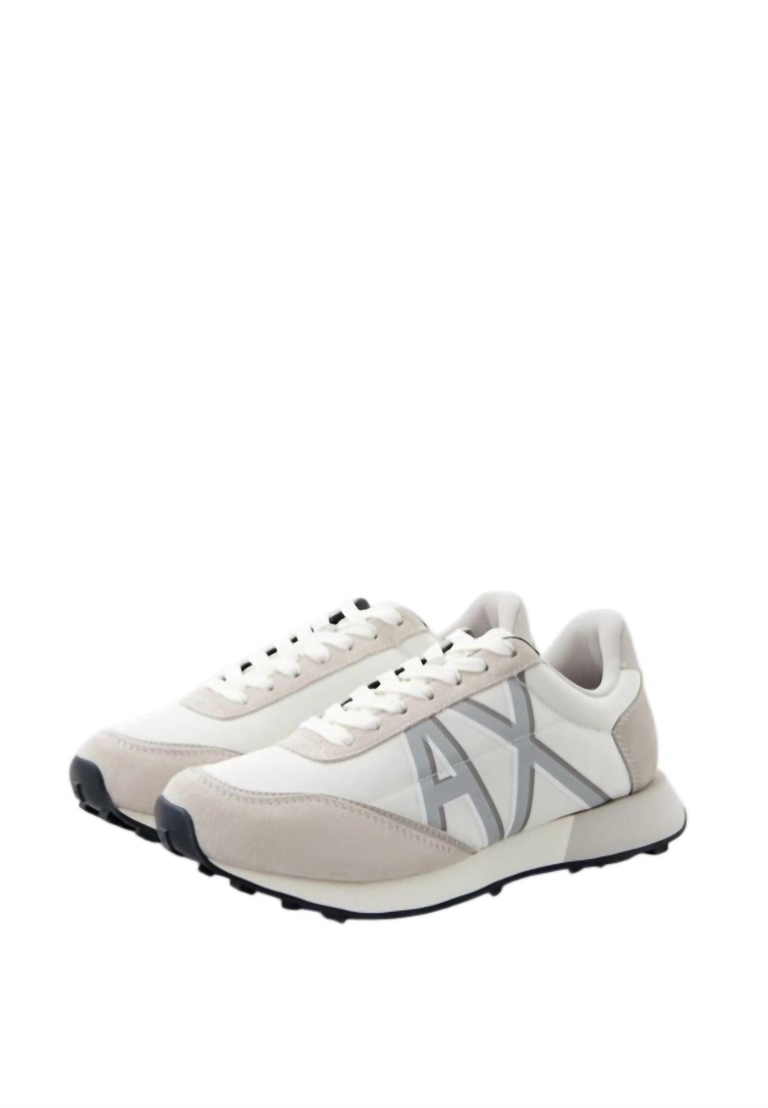 Armani Exchange Women's Low-top Trainer Sneakers in off white - women's sneaker - detail view