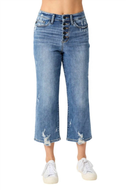 Judy Blue - Hemingway Button Fly Wide Leg Crop Jean