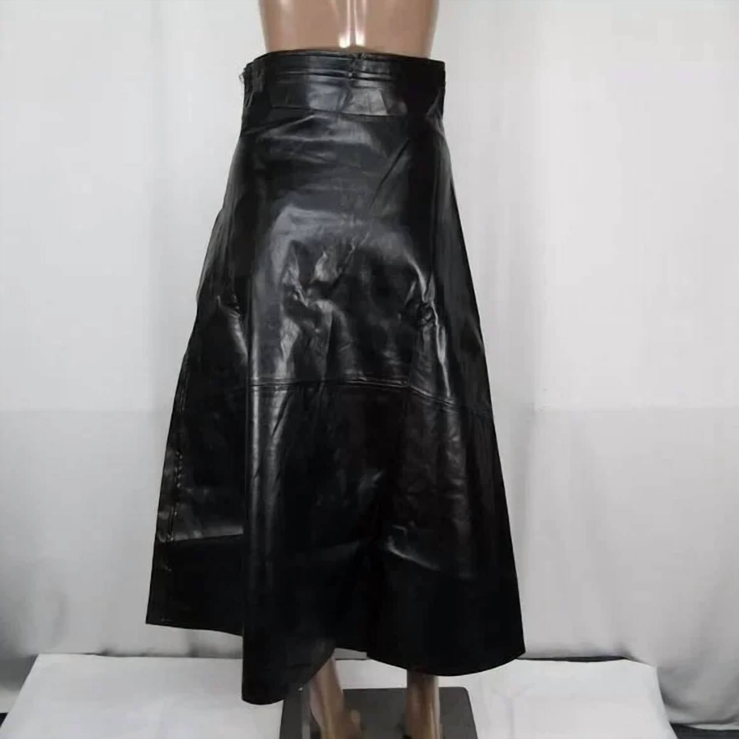 Byrd - Harper Faux Leather Flare Midi Skirt
