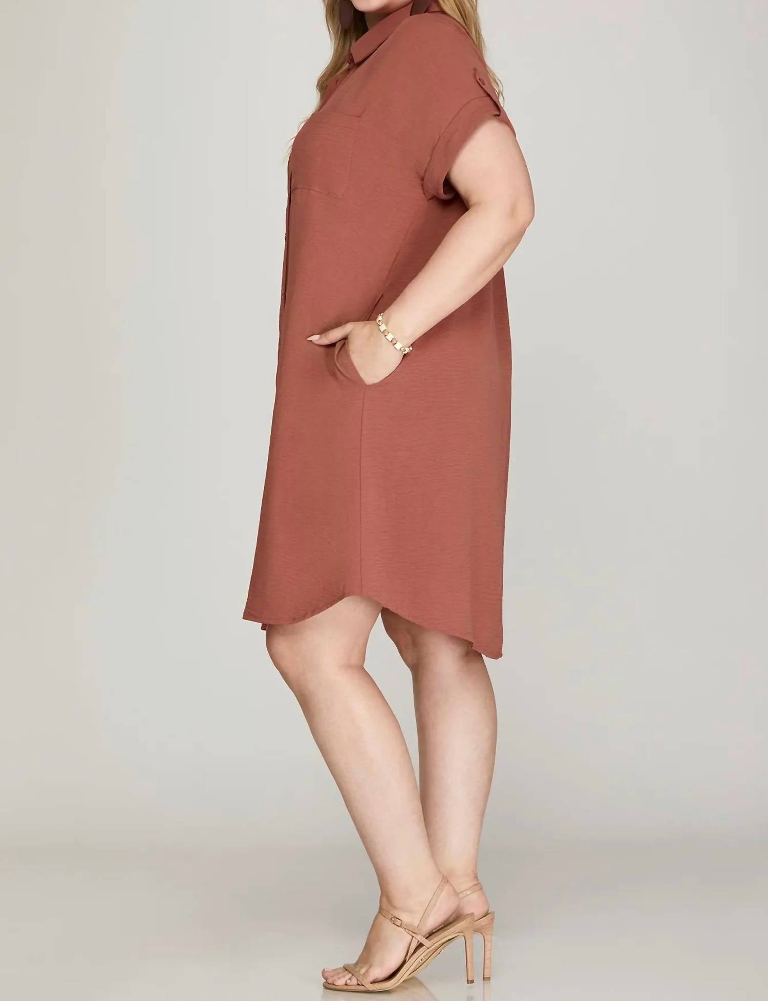 She + Sky - Plus Size Button Up Dress
