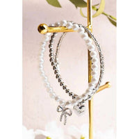 Mimi Wholesale - Women's Three Piece Pearl Beaded Stretchy Bracelet