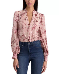 alice + olivia Arlette Blouse in mystic garden english rose - women's blouse