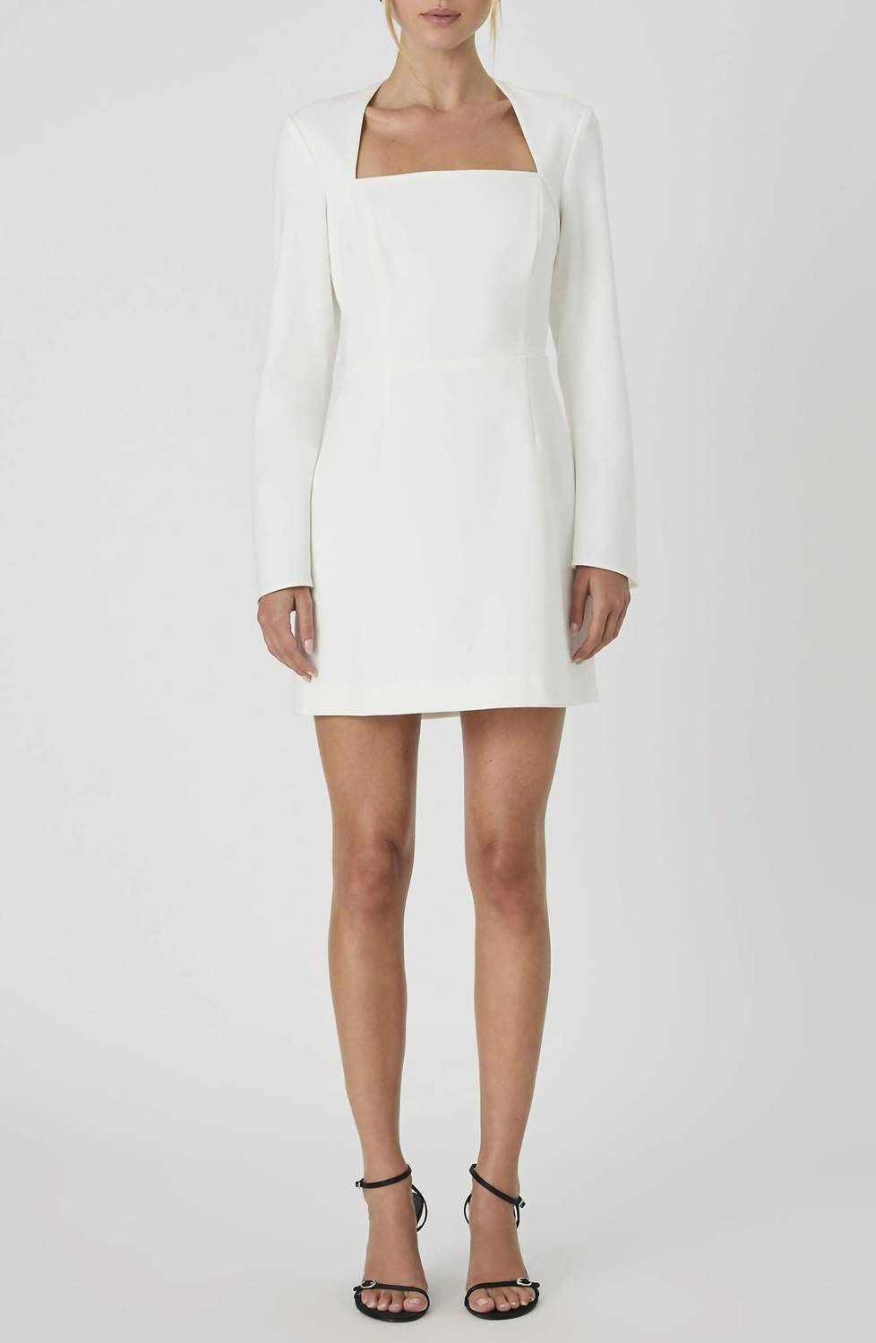 FRENCH CONNECTION Whisper Long Sleeve Dress With Square Neck in summer white - women's dress