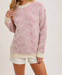 Bluivy - Crew Neck Geo Textured Knit Sweater