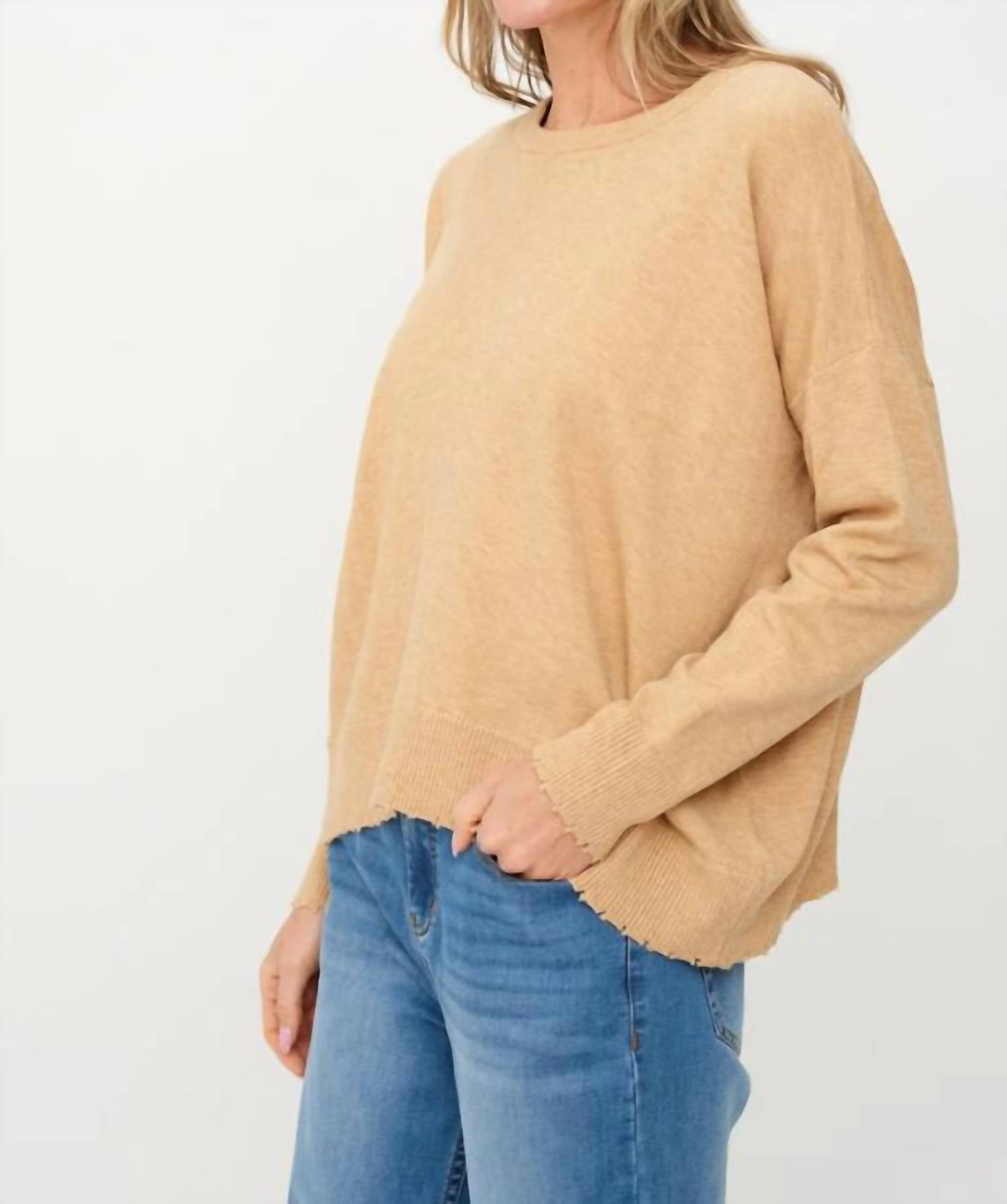 Six/Fifty - Angii Frayed Crew Sweater