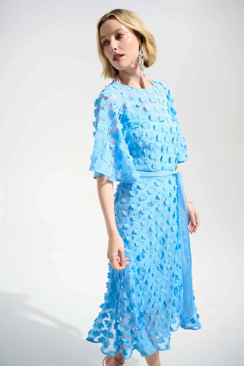 Joseph Ribkoff - Embroidered Chiffon Fit And Flare Dress