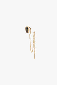 Fie Isolde - Women's Alfa Threader Earring Long With Precious Stone - earrings - gold - jewelry