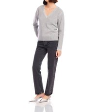 Fifteen Twenty - Ali Edge Stitch Sweater - clothing - grey - polyester