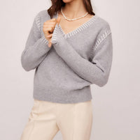 Fifteen Twenty - Ali Edge Stitch Sweater - clothing - grey - polyester
