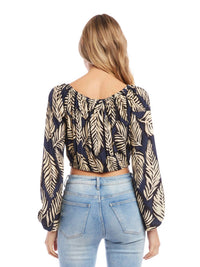 Fifteen Twenty - Lantern Sleeve Crop Top - clothing - crop - tops - pattern