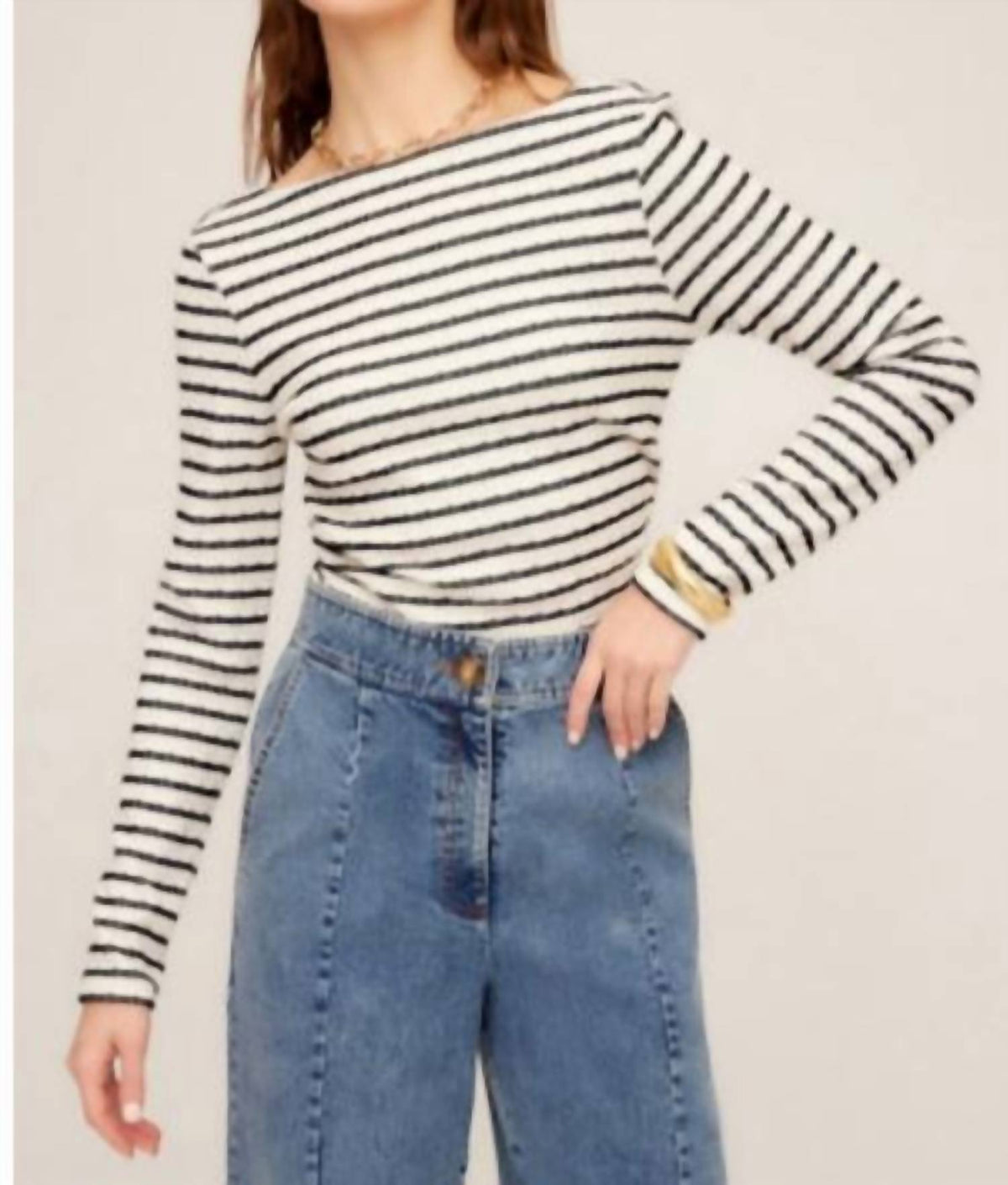 Fifteen Twenty - Michele Stripe Side Shirred Top
