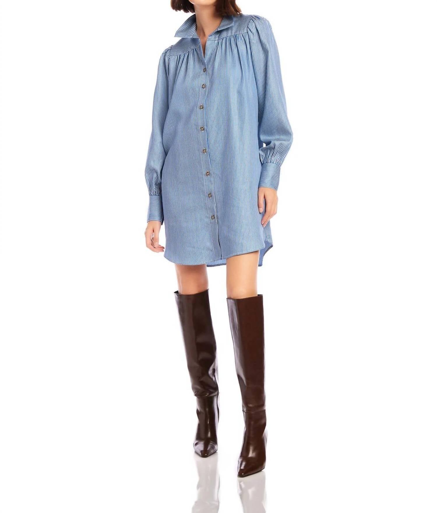 Fifteen Twenty - Natalia Shirt Dress - blue - clothing - dresses