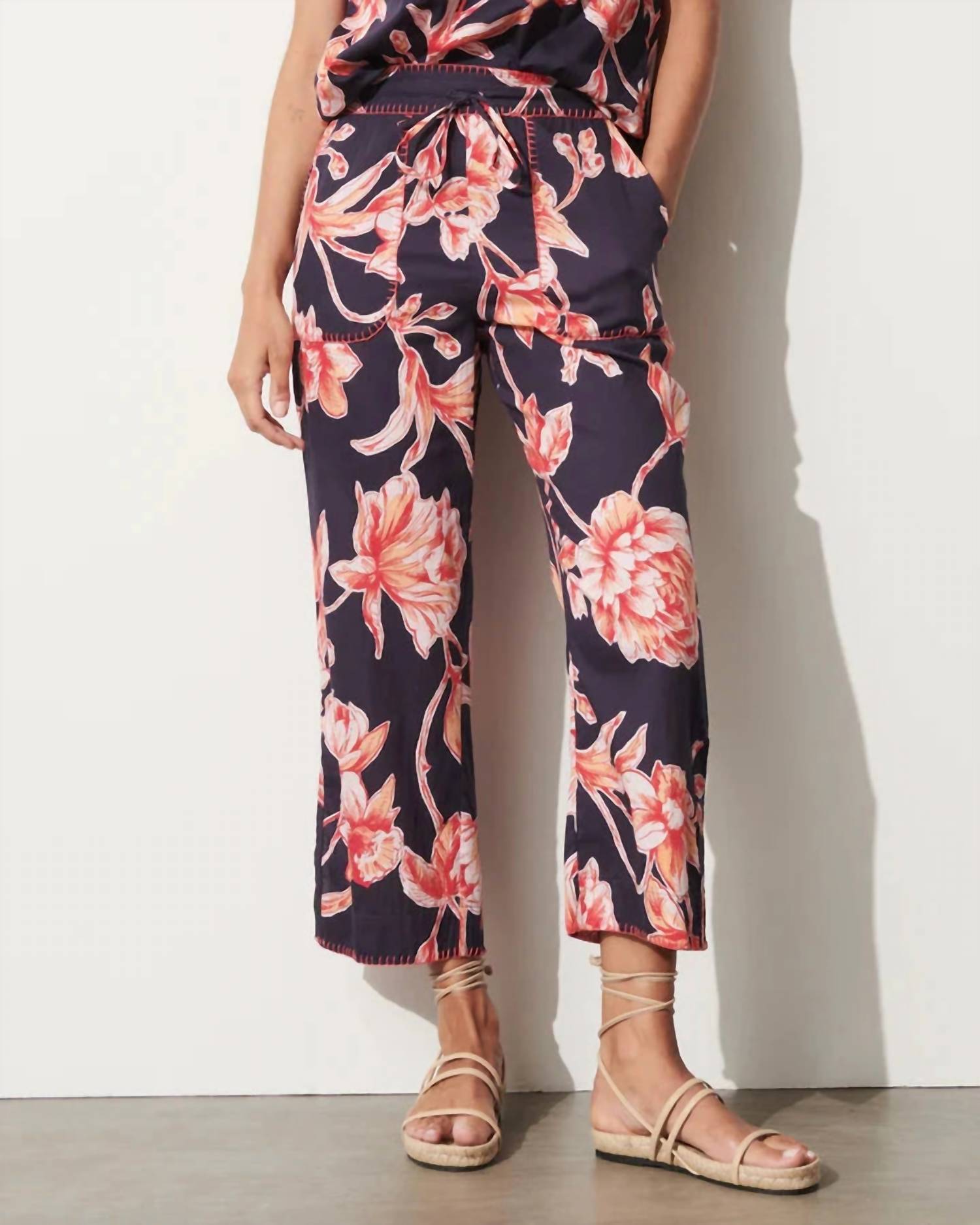 Figue - Jolie Floral Sketch Pant - beige - clothing - cotton
