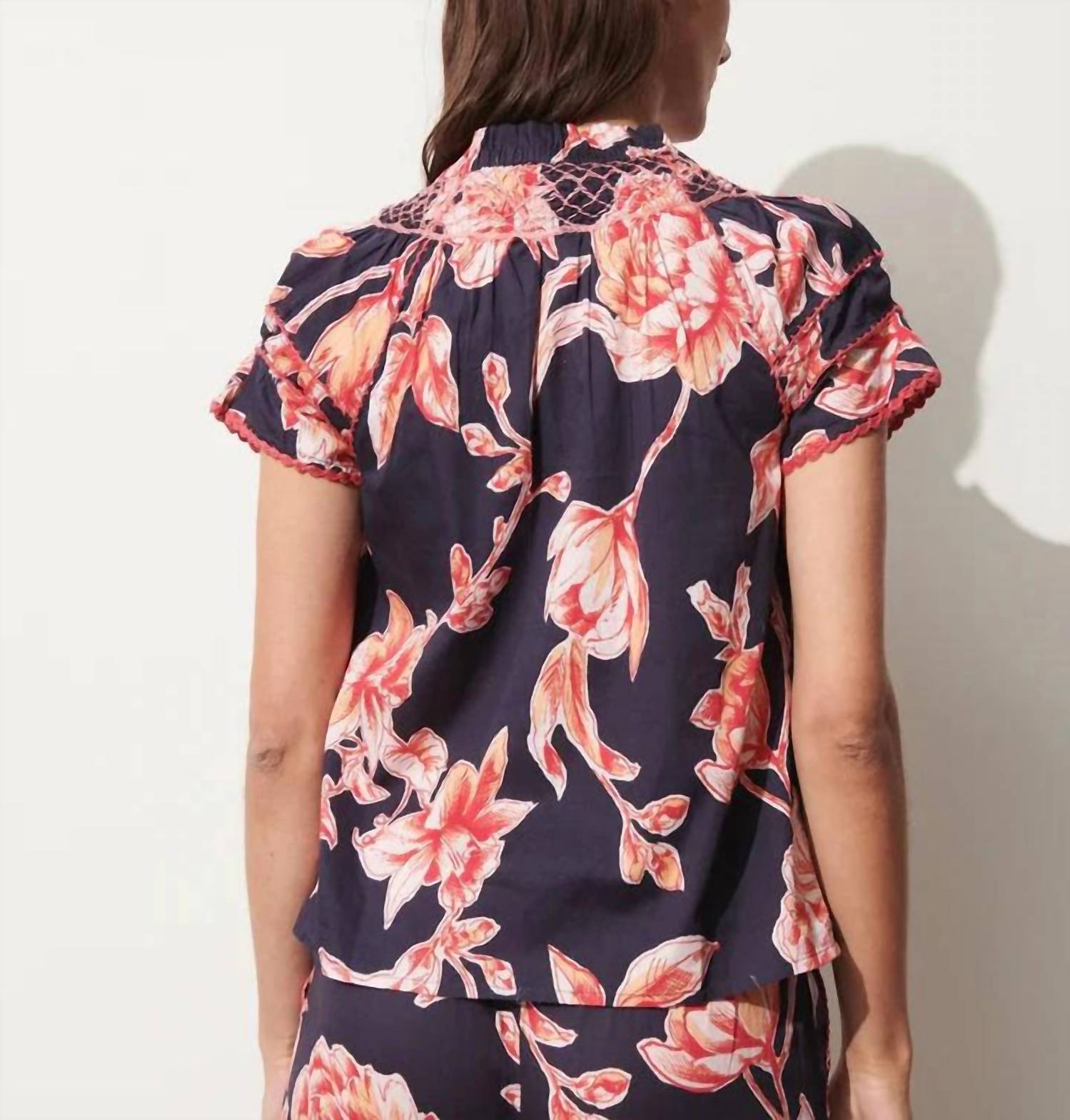 Figue - Rosie Floral Sketch Top - blouses - blue - clothing