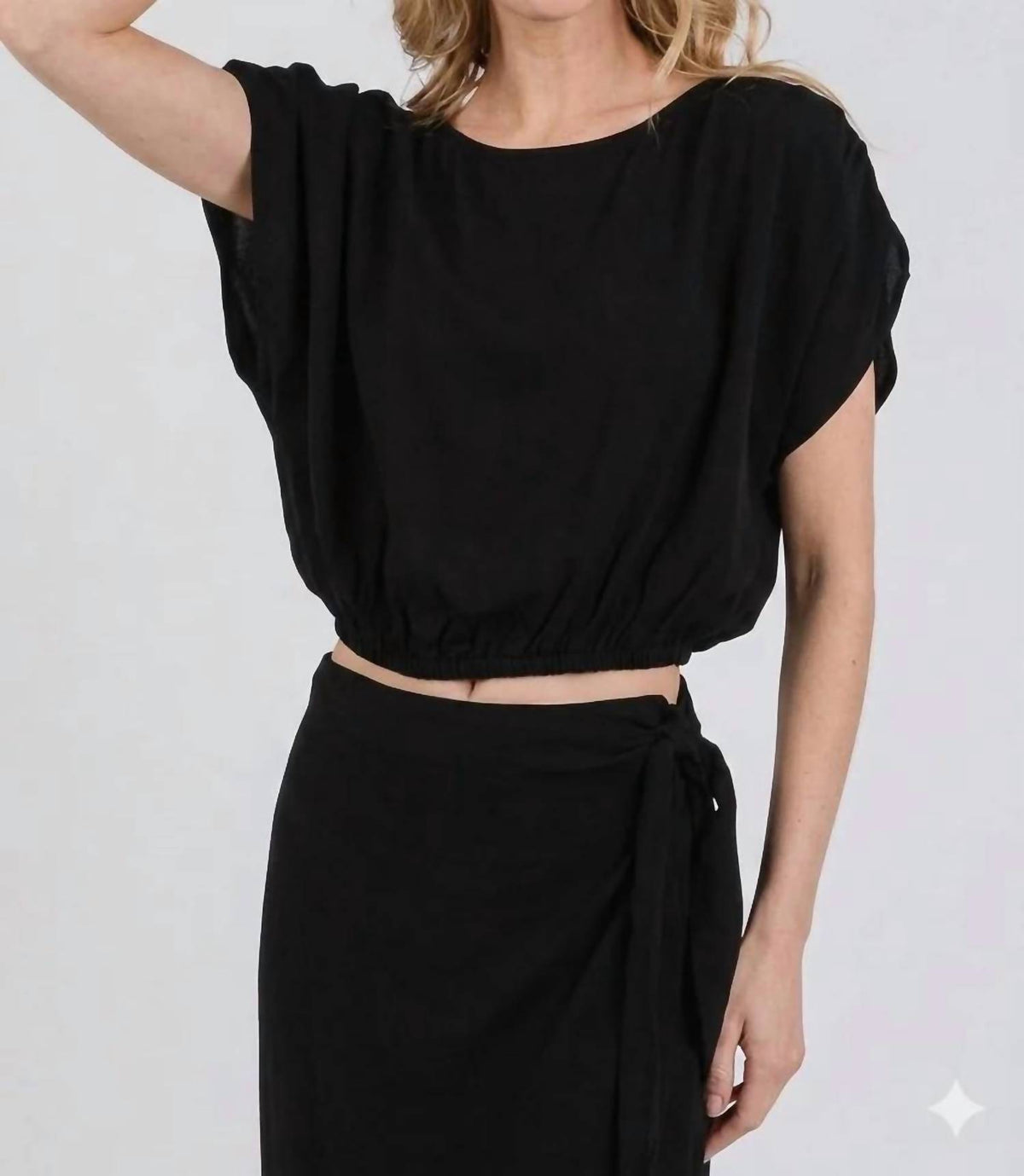 Final Touch - Aria Drop Shoulder Elastic Waist Blouse