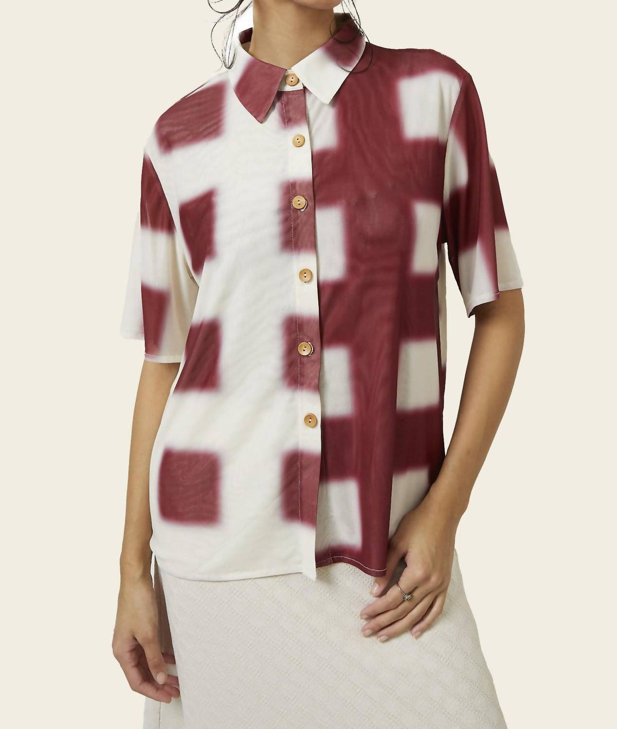 Find Me Now - Hunter Mesh Button Down Top