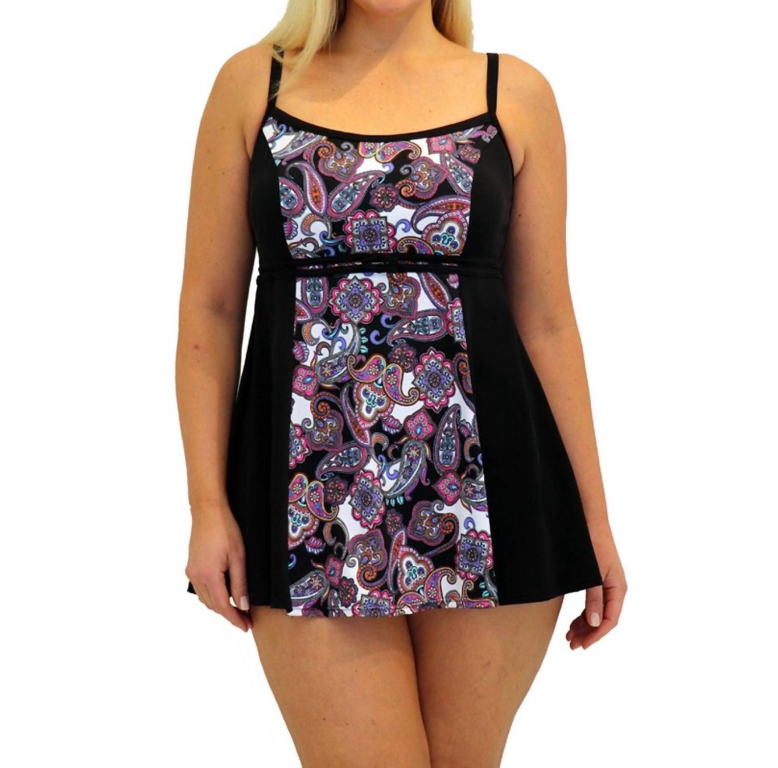 Fit 4 U - Double Bow Swimdress - Plus - bikinis - black - clothing
