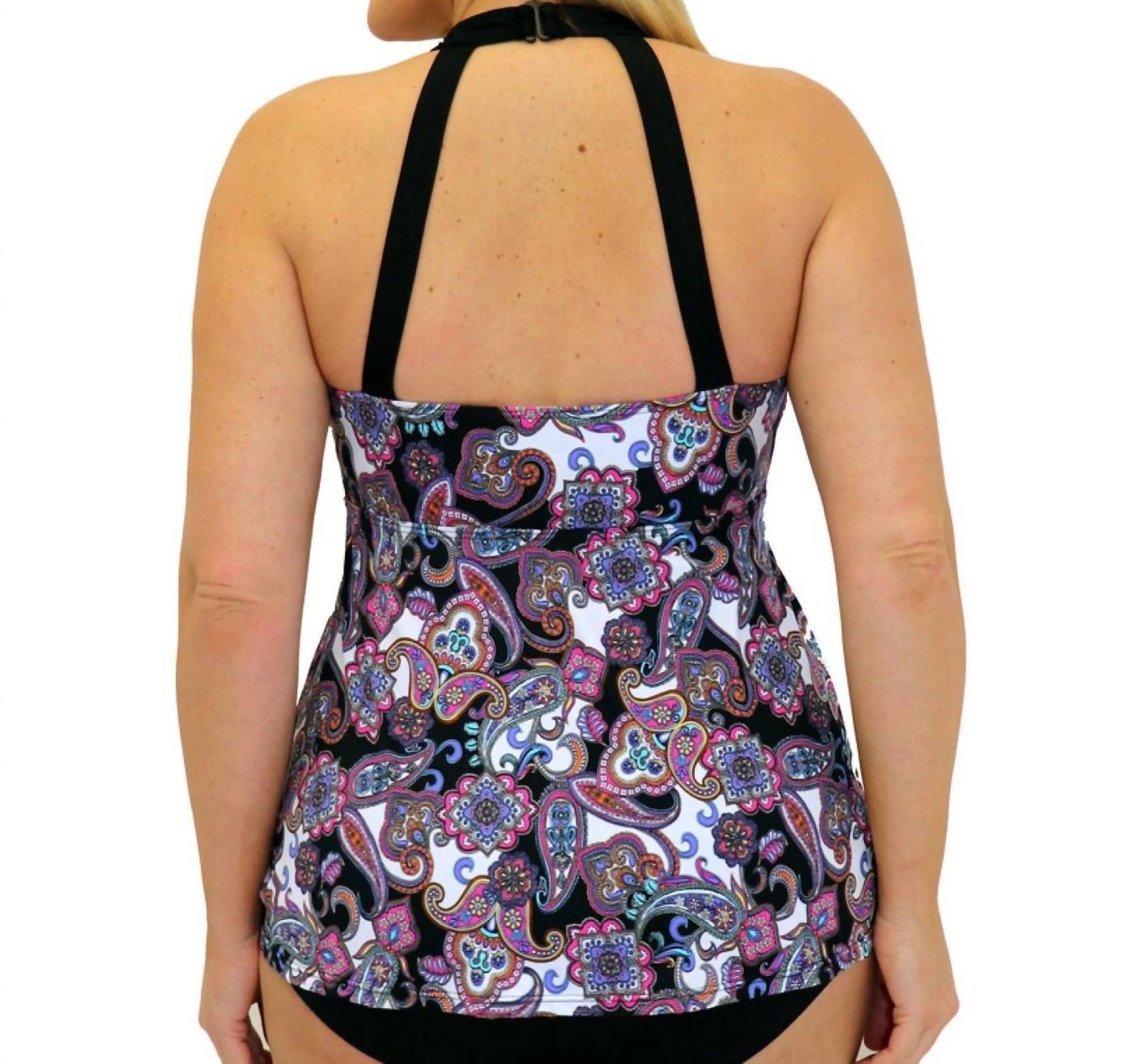 Fit 4 U - High Neck Tankini Top - Plus - bikinis - black - clothing