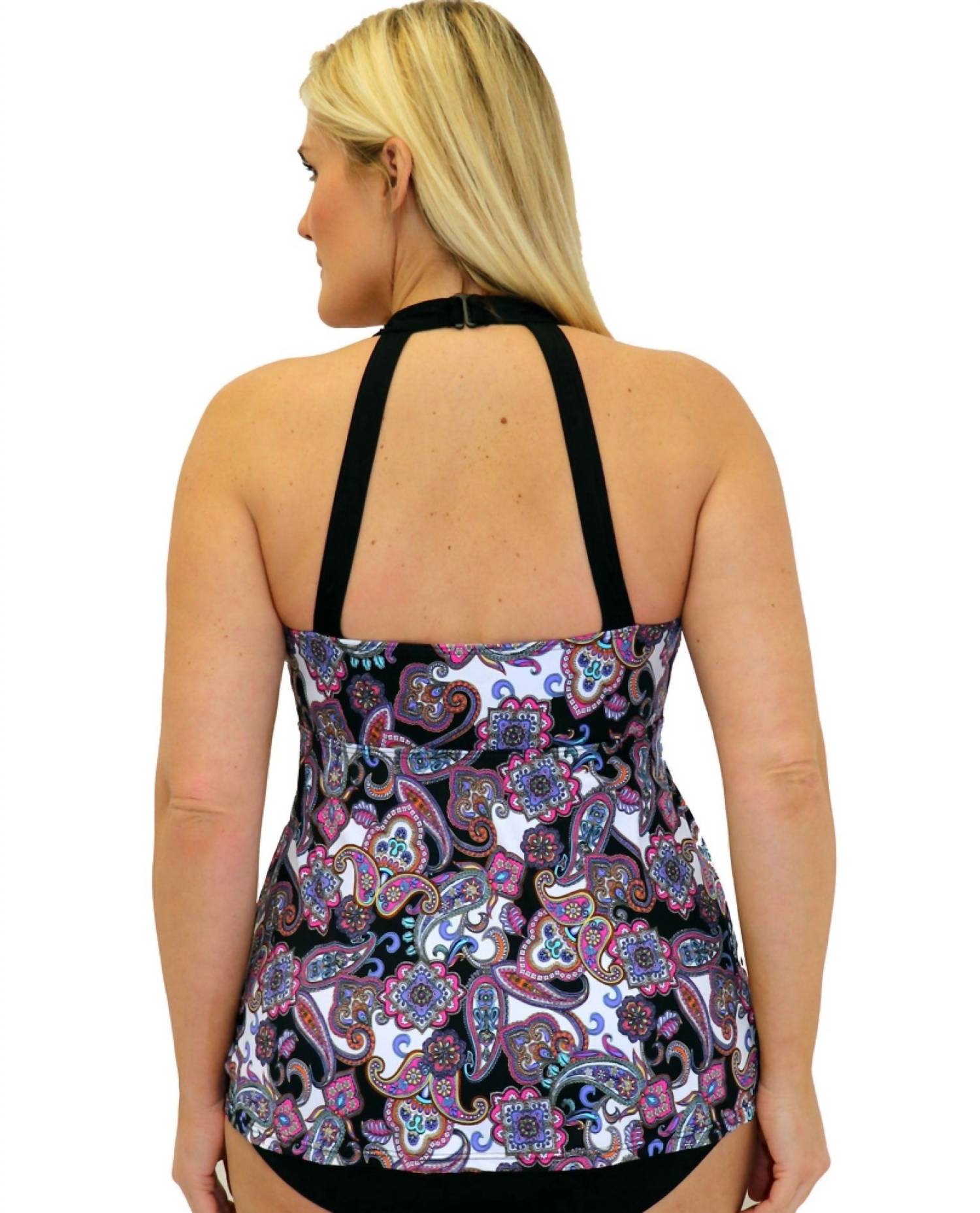 Fit 4 U - High Neck Tankini Top - Plus - bikinis - black - clothing