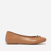 Fitflop - Women's Delicato Bow Soft Leather Ballet Flat - brown - flats - leather
