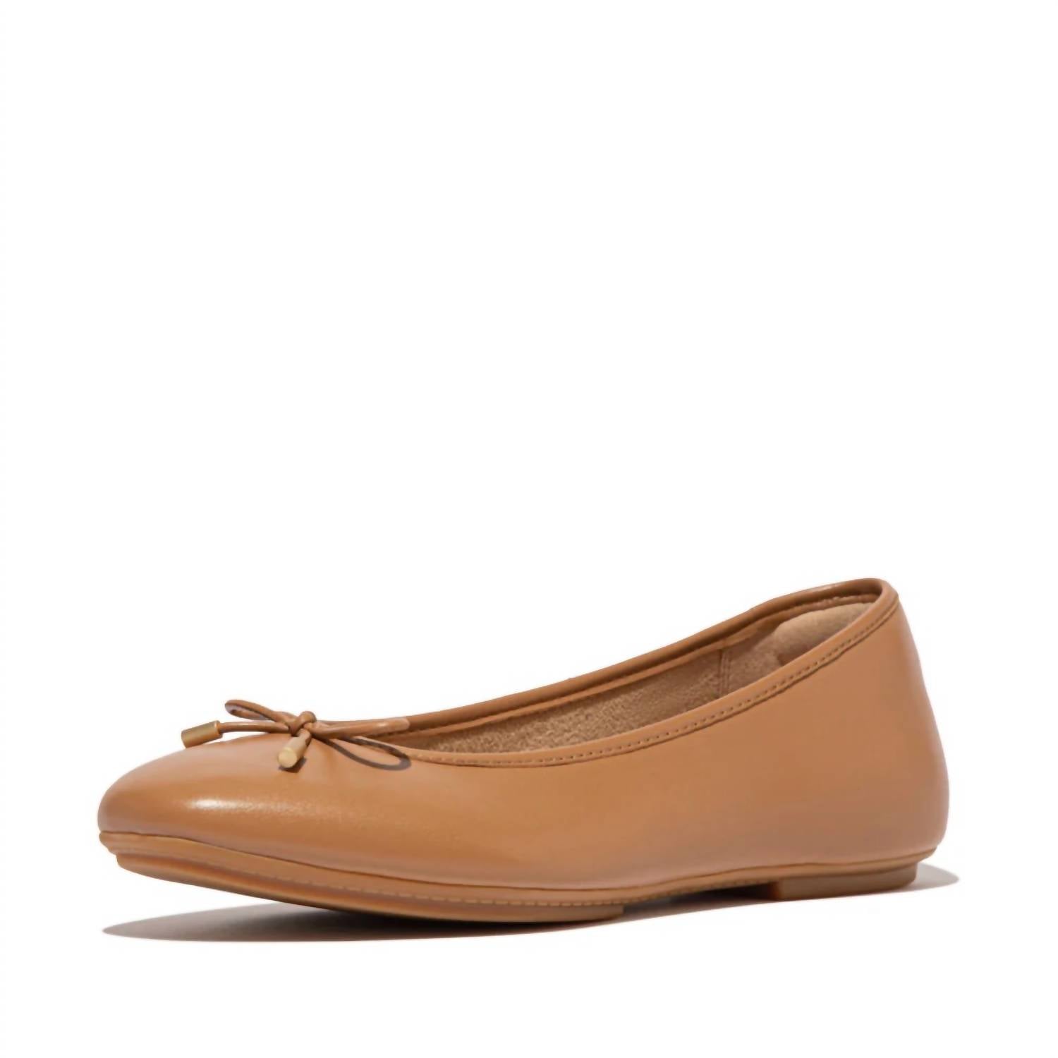 Fitflop - Women's Delicato Bow Soft Leather Ballet Flat - brown - flats - leather