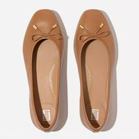 Fitflop - Women's Delicato Bow Soft Leather Ballet Flat - brown - flats - leather