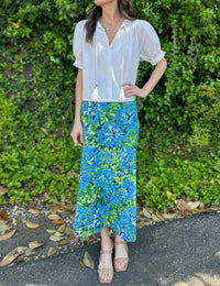 Fitzroy & Willa - Nori Skirt Blue Watercolor Dress - blue - clothing - cotton