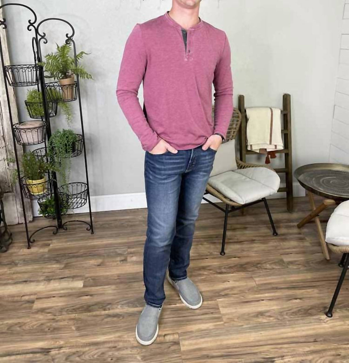 Flags & Anthem - Chatham Burnout Long Sleeve Slub Henley Tee
