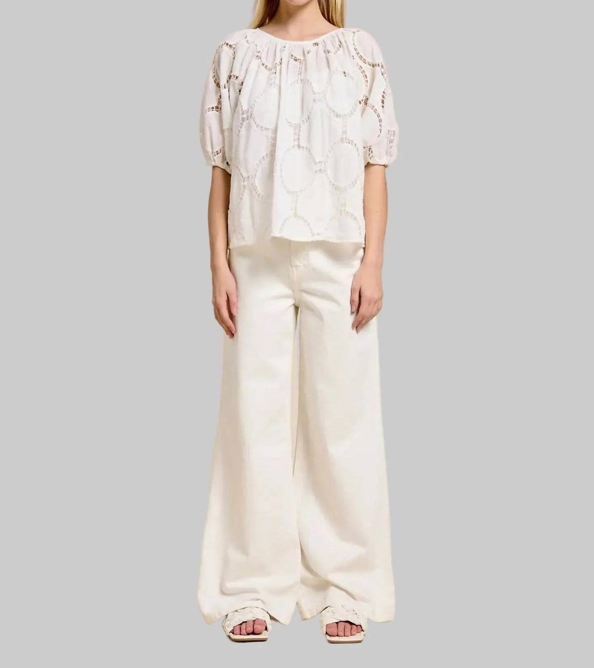 Flat White - Bloom Eyelet Blouse