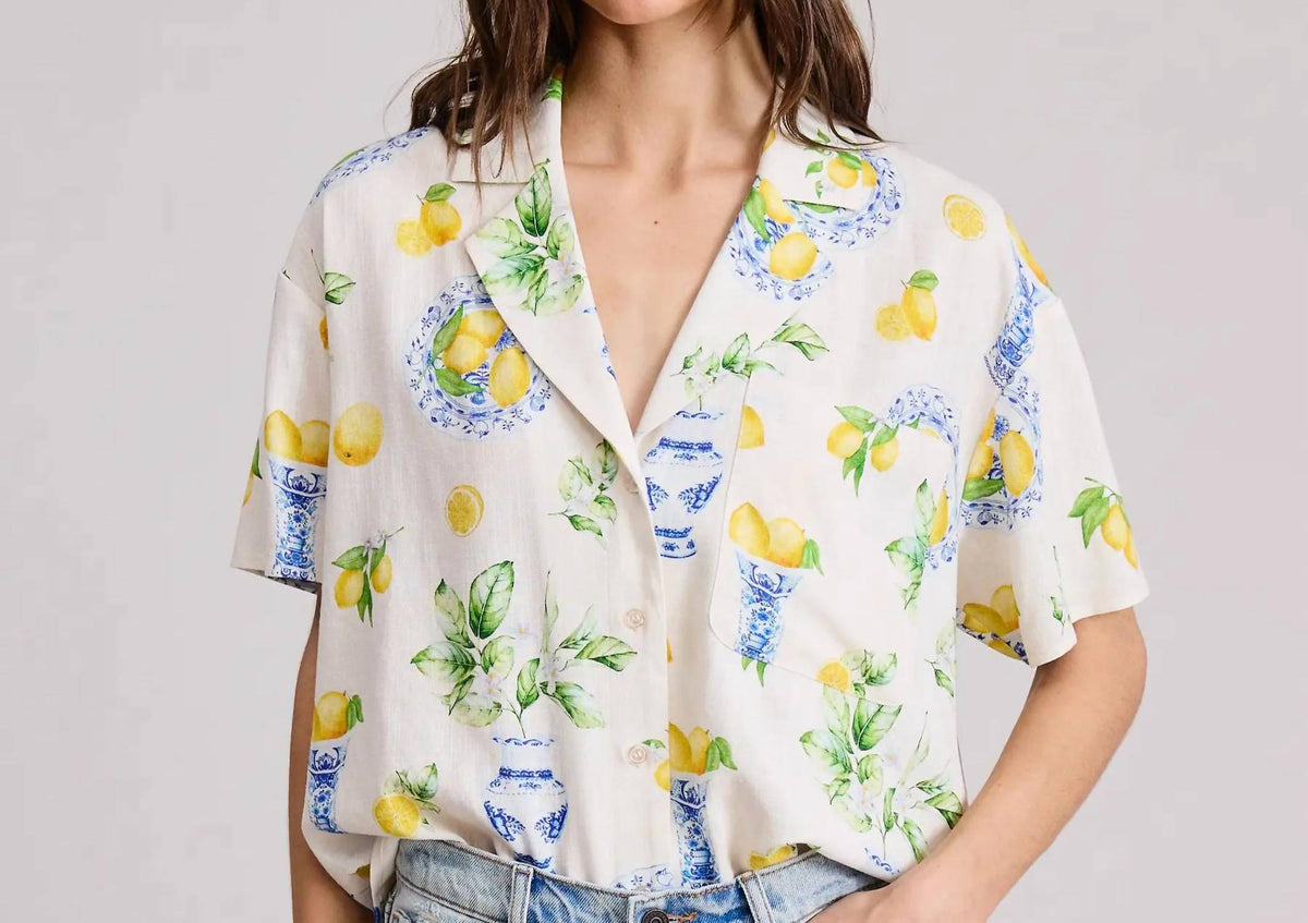 Flat White - Italia Lemon Button Down Top