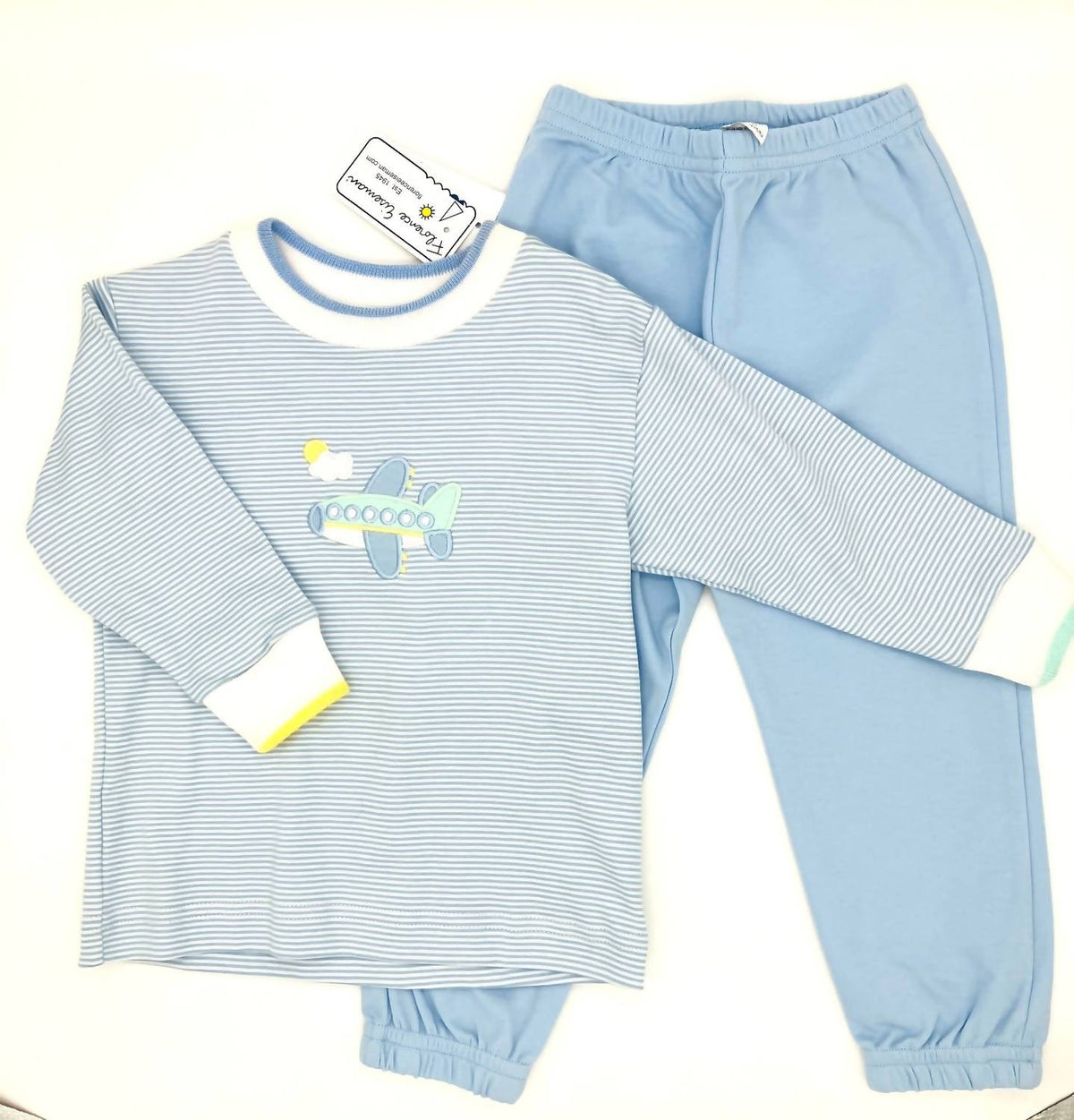 Florence Eiseman - Kid's Striped Knit Set With Airplane