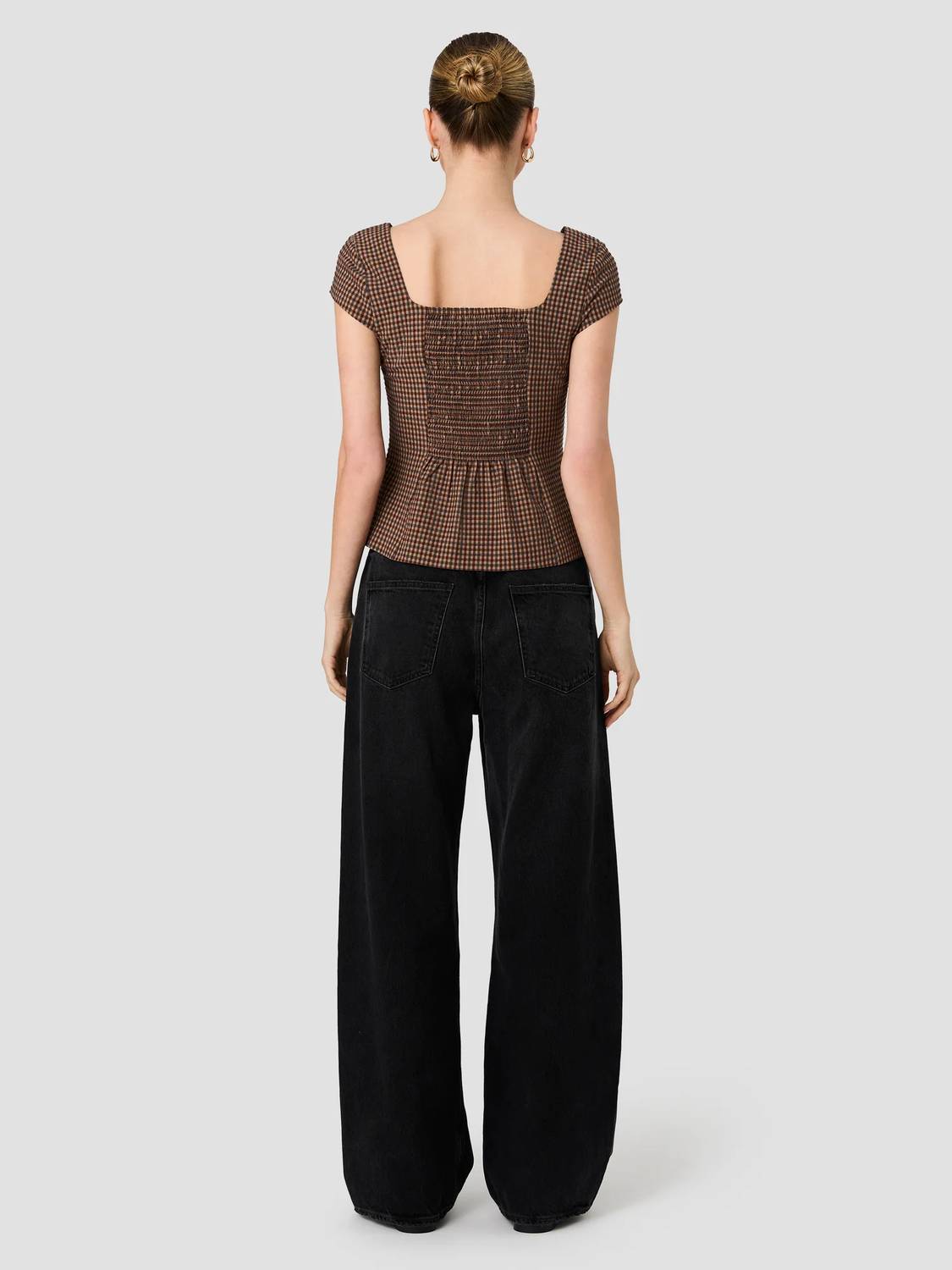 Floro'S Mercantile - Diana Textured Gingham Button Front Top