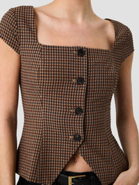 Floro'S Mercantile - Diana Textured Gingham Button Front Top