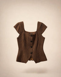 Floro'S Mercantile - Diana Textured Gingham Button Front Top