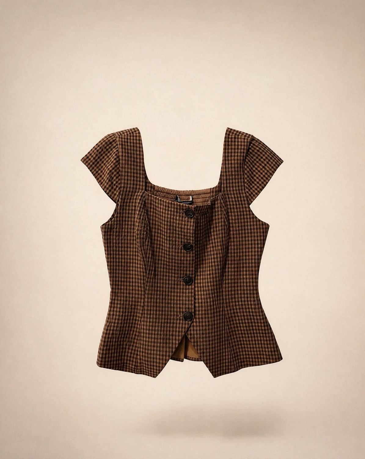 Floro'S Mercantile - Diana Textured Gingham Button Front Top